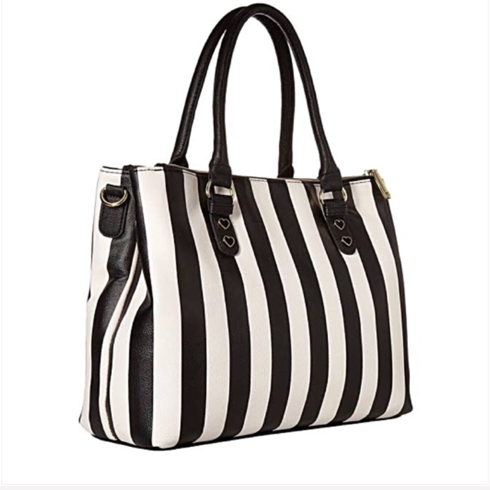 BETSEY JOHNSON Striped Satchel Crossbody Bag sold - Picture 2 of 7